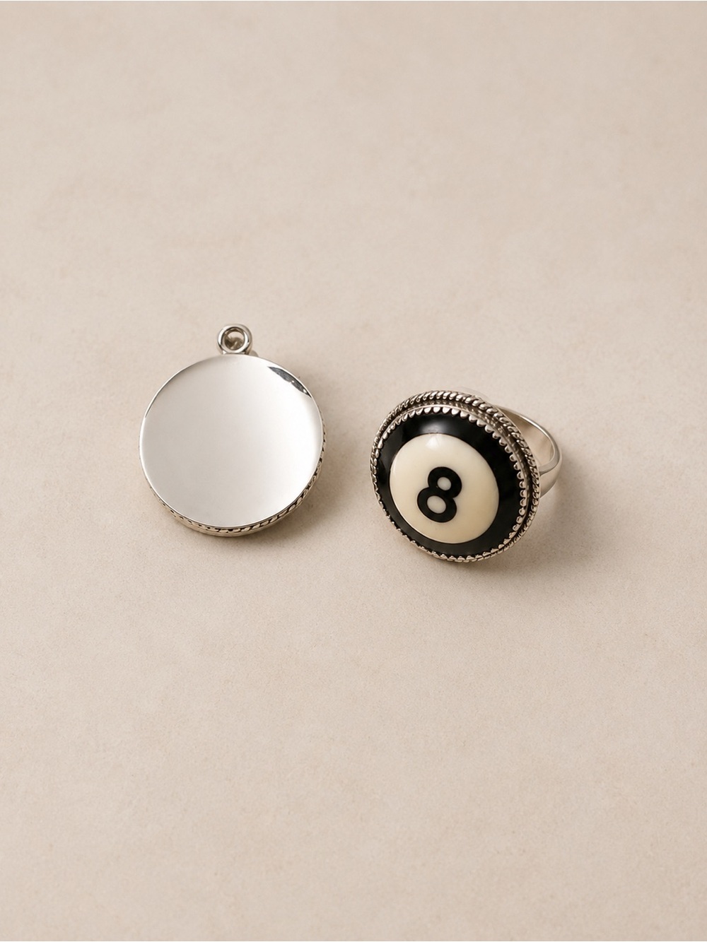 Sterling Silver 8-Ball Ring & Pendant Set – New Boutique Item 🎱 - Picture 7 of 8